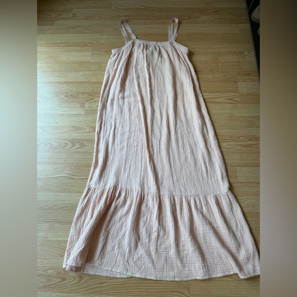 Magaschoni Pink Organic Cotton Gauze Tiered Flowy Maxi Dress Size Medium - Picture 2 of 5